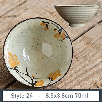1 PCS Antique Plant Ash Porcelain Teacup Travel Ceramic Tea Bowl Anti Scaling Handmade Cone Cup Retro Meditation Cup Teaset 70ml