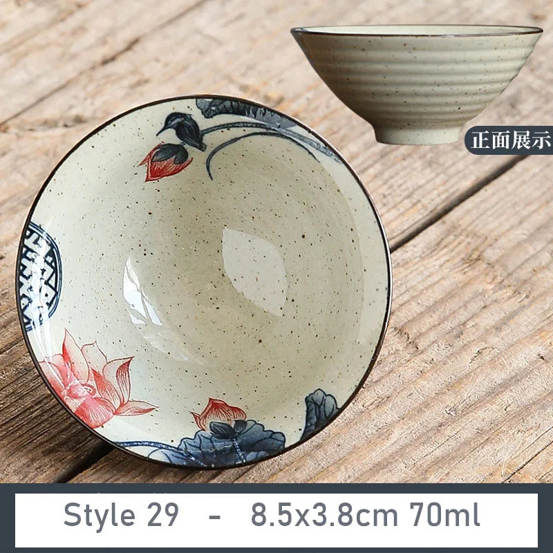 1 PCS Antique Plant Ash Porcelain Teacup Travel Ceramic Tea Bowl Anti Scaling Handmade Cone Cup Retro Meditation Cup Teaset 70ml