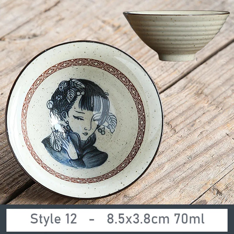 1 PCS Antique Plant Ash Porcelain Teacup Travel Ceramic Tea Bowl Anti Scaling Handmade Cone Cup Retro Meditation Cup Teaset 70ml