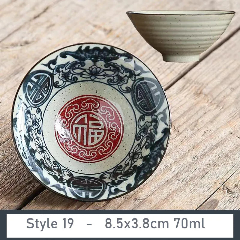 1 PCS Antique Plant Ash Porcelain Teacup Travel Ceramic Tea Bowl Anti Scaling Handmade Cone Cup Retro Meditation Cup Teaset 70ml