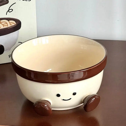 Cute Footed Ceramic Ramen Bowl – 1000ML Capacity