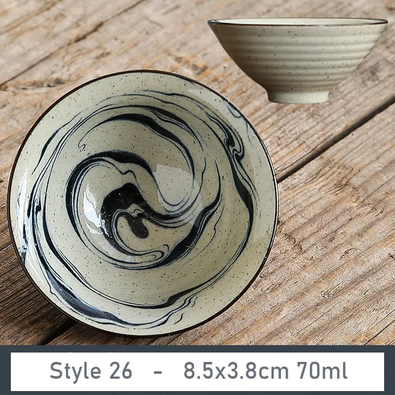 1 PCS Antique Plant Ash Porcelain Teacup Travel Ceramic Tea Bowl Anti Scaling Handmade Cone Cup Retro Meditation Cup Teaset 70ml