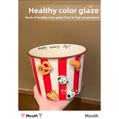 1PC 1130ml Gift Box Packaging  Ceramic Snack Household Soup Bowls Noodle Snacks, Fried Chicken, French Fries, Buckets, Popcorn