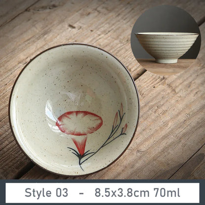 1 PCS Antique Plant Ash Porcelain Teacup Travel Ceramic Tea Bowl Anti Scaling Handmade Cone Cup Retro Meditation Cup Teaset 70ml