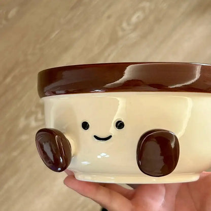 Cute Footed Ceramic Ramen Bowl – 1000ML Capacity