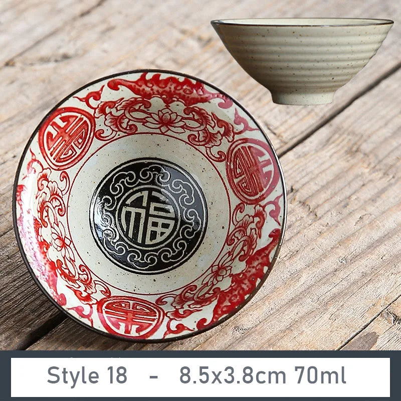 1 PCS Antique Plant Ash Porcelain Teacup Travel Ceramic Tea Bowl Anti Scaling Handmade Cone Cup Retro Meditation Cup Teaset 70ml