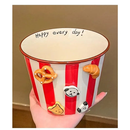 1PC 1130ml Gift Box Packaging  Ceramic Snack Household Soup Bowls Noodle Snacks, Fried Chicken, French Fries, Buckets, Popcorn