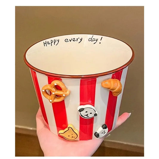 1PC 1130ml Gift Box Packaging  Ceramic Snack Household Soup Bowls Noodle Snacks, Fried Chicken, French Fries, Buckets, Popcorn