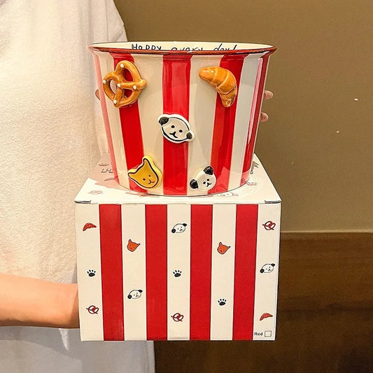 1PC 1130ml Gift Box Packaging  Ceramic Snack Household Soup Bowls Noodle Snacks, Fried Chicken, French Fries, Buckets, Popcorn