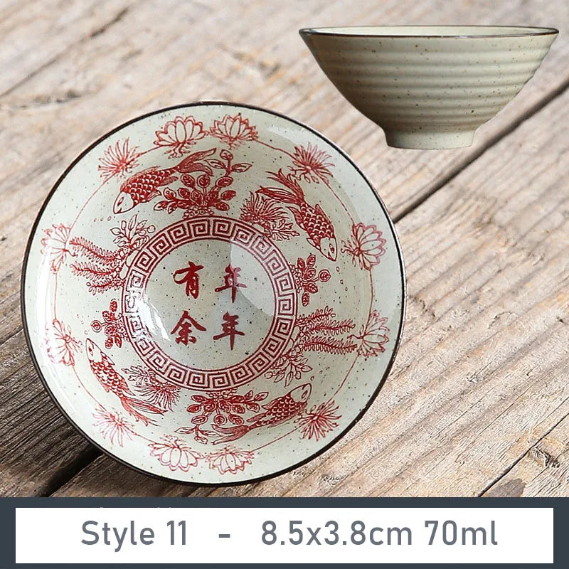 1 PCS Antique Plant Ash Porcelain Teacup Travel Ceramic Tea Bowl Anti Scaling Handmade Cone Cup Retro Meditation Cup Teaset 70ml