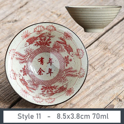 1 PCS Antique Plant Ash Porcelain Teacup Travel Ceramic Tea Bowl Anti Scaling Handmade Cone Cup Retro Meditation Cup Teaset 70ml