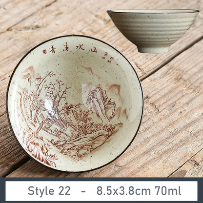 1 PCS Antique Plant Ash Porcelain Teacup Travel Ceramic Tea Bowl Anti Scaling Handmade Cone Cup Retro Meditation Cup Teaset 70ml