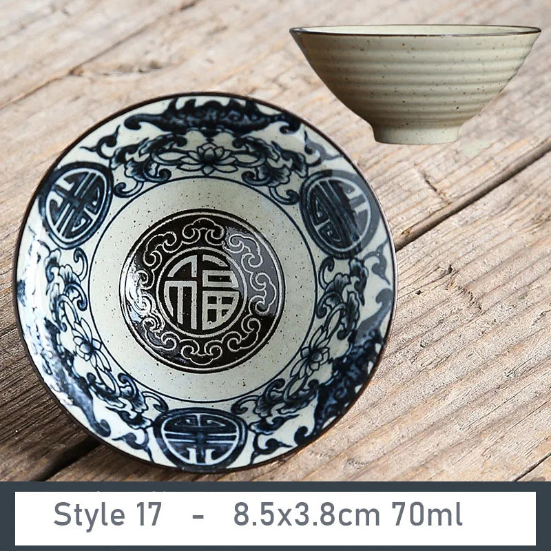 1 PCS Antique Plant Ash Porcelain Teacup Travel Ceramic Tea Bowl Anti Scaling Handmade Cone Cup Retro Meditation Cup Teaset 70ml
