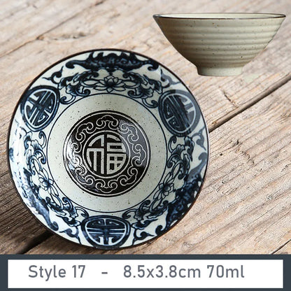 1 PCS Antique Plant Ash Porcelain Teacup Travel Ceramic Tea Bowl Anti Scaling Handmade Cone Cup Retro Meditation Cup Teaset 70ml