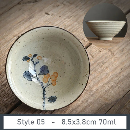 1 PCS Antique Plant Ash Porcelain Teacup Travel Ceramic Tea Bowl Anti Scaling Handmade Cone Cup Retro Meditation Cup Teaset 70ml